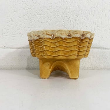 Vintage Yellow McCoy Style Planter Art Deco Drip Glaze Ceramic Pottery Bowl Mid-Century Gold California USA CP-1445 1950s 