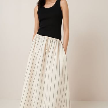 Kowtow Linear Skirt - Greige Pinstripe