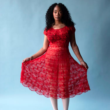 1950s Red Knit Dress 