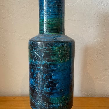 Aldo Londi for Bitossi Rimini Blu Ceramic Vase | 1950s Italian Design 