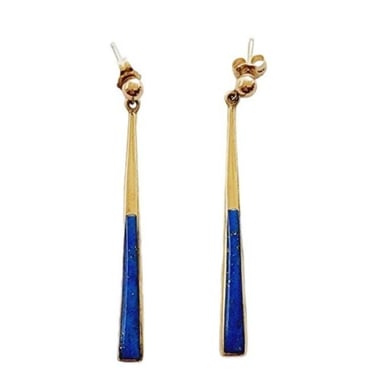 Vintage KBN 14K Gold Dangle Earrings w/Lapis Lazuli 