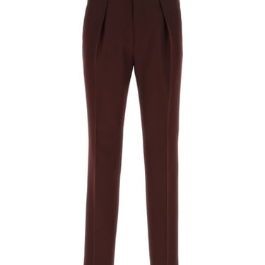 Fendi Men Burgundy Wool Blend Pant