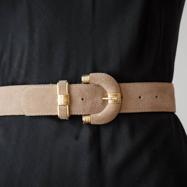 wide tan leather belt | 80s 90s vintage Harwood light brown beige suede statement belt 