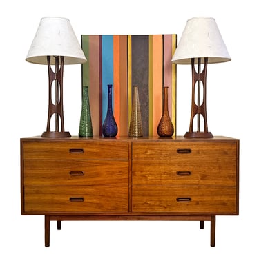 Pair of Sculptural Adrian Pearsall Style Table Lamps in Walnut