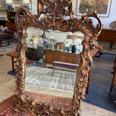 Vintage Rococo Style Gold Wooden Frame Wall Mirror 