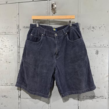 Vintage 1990s Navy Thick corduroy Shorts jorts   Loose Fit Y2K Aesthetic Streetwear Basic Essential Skater Style  Shorts Size 36 