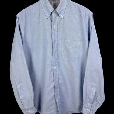 Vintage USA Made Brooks Brothers Makers Button-Down Oxford Shirt ~ 16 - 35 / L ~ 100% Supima Cotton ~ OCBD ~ Worn-In / Patched / Repaired 