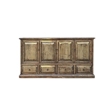 Distressed Gloss Light Olive Green 4 Doors Drawers Credenza Sideboard Console Cabinet ws4327E 