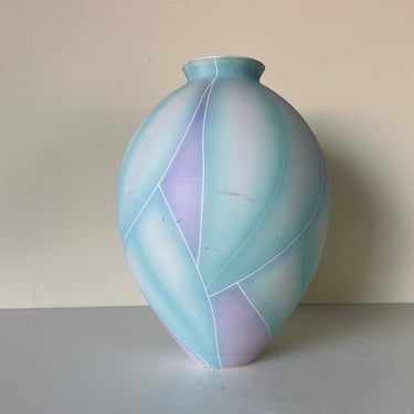 1980's Chris Waldear Pastel Ceramic Vase 