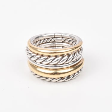 Vintage David Yurman Pure Form Wide Articulating Two-Tone Ring, in Sterling Silver with 18K Gold, Size 7 