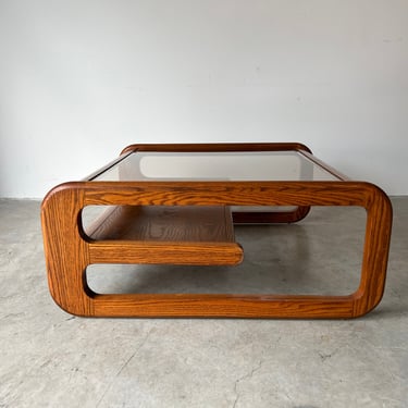 Mid-Century Lou Hodges Cantilevered Oak Square Coffee Table 