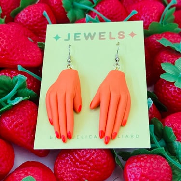 Orange Jellicore Hand Earrings