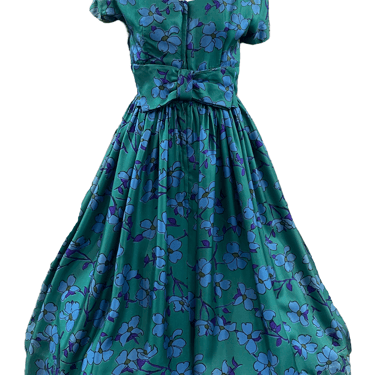 Lord and Taylor 50s Green Silk Afternoon Dress