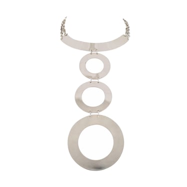 Givenchy 1960s Vintage Space Age Circle Chrome Choker Necklace 