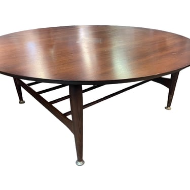 Mid Century Modern Scandinavian Round Coffee Table w Inlay EK221-5