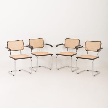 Set of 4 vintage Italian Cesca chairs by Marcel Breuer, 1980s 