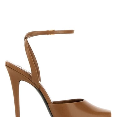 Saint Laurent Women Biscuit Leather Le Scandal Sandals