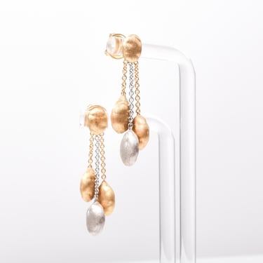 Vintage Marco Bicego 18K Siviglia Two-Tone Gold Drop Earrings, White and Yellow Gold Statement Earrings 