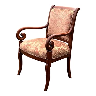 Sherrill Empire Style Scrolled Arm Cherry Accent Chair 