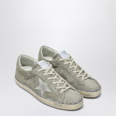 Golden Goose Gray Suede Sneaker Super-Star With Glitter Women