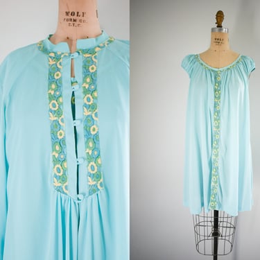 1960s Aqua Gown and Robe Set 