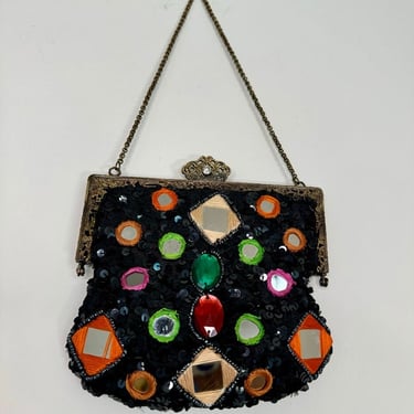 Y2K Betsey Johnson Sequin and Mirrors Embellished Mini Bag by VintageRosemond