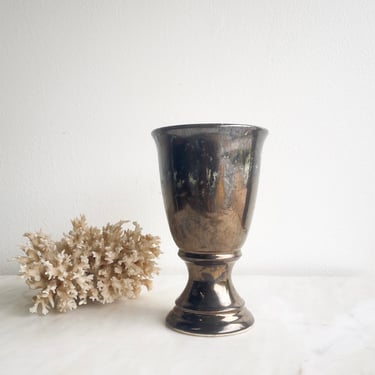 Vintage McCoy Vase 720 Metallic Vase Brush Quality Glazed Pottery Ceramic Tall Vase Mid Century Centerpiece Dark Brown Shimmer Flower Vase 