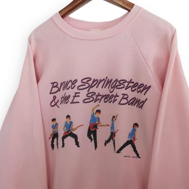 vintage sweatshirt / Bruce Springsteen sweatshirt / 1980s Bruce Springsteen E Street Band pink raglan sweatshirt Medium 