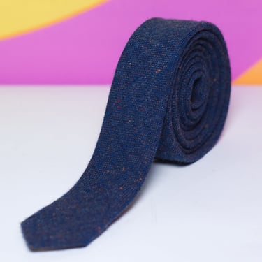Vintage 1980s Dark Blue Skinny Necktie 