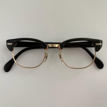 Vintage Brownline Eyeglasses - Gold Plated Metal - by Universal - Dark Grayish~Brown Tortoise Colored Frame - Optical Quality 