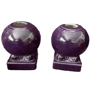 Retired Fiestaware Purple /Plum Bulb Candle Holder Set of 2 Homer Laughlin 