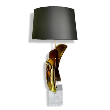 Sculptural Brass &amp; Marble Mid 20th Century Lamp by Laurel Lighting