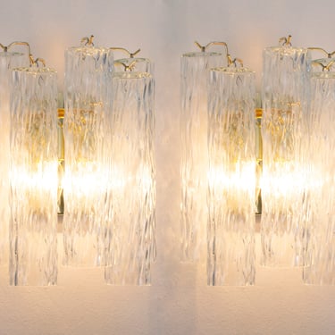 Set of 2 Wall sconce with Murano glass crystal color Made in Italy, vintage style wall lamp with cylinders 