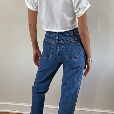 90s Calvin Klein jeans / vintage Calvin Klein designer high waisted medium dark wash blue jeans made in USA | 27 x 29 