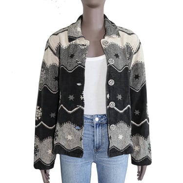 Western Cotton Fall Casual Jacket Cozy Stylish Outerwear Size Medium Autumn Top Spring Overcoat Long Sleeve Collared Top Southwestern Coat 