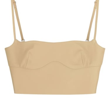 Off White Woman Beige Leather Crop Top