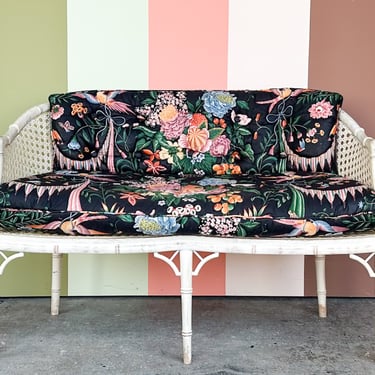 Faux Bamboo and Cane Bench