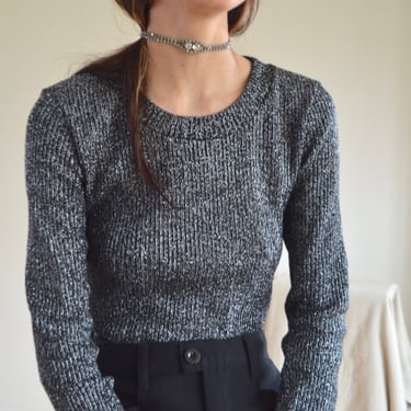 silver lurex ribbed knit top 