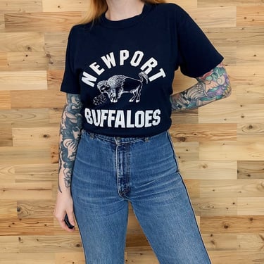 70's Vintage Newport Buffaloes School Mascot Tee Shirt T-Shirt 