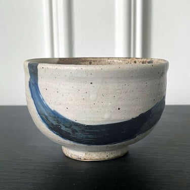 Glazed Ceramic Tea Bowl with Abstract Strokes by Toshiko Takaezu