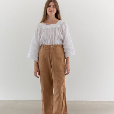 Vintage 28 29 30 Waist Almond Brown Utility Pants | Unisex High Waist Workwear Pants Chino | Overdye | 