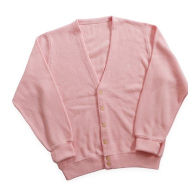 vintage pink cardigan / Dior cardigan / 1980s pink acrylic knit Christian Dior grandpa cardigan Large 