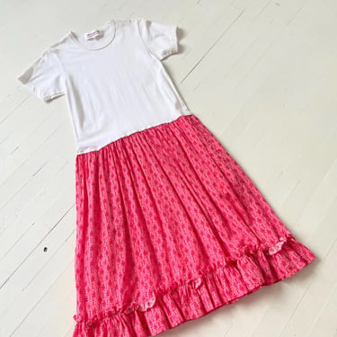 Vintage Comme des Garçons Girl Pink Print T-Shirt Dress 