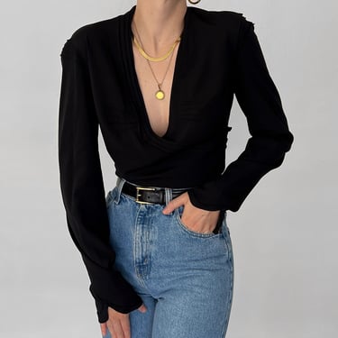 Vintage Yves Saint Laurent Noir Silk Blouse
