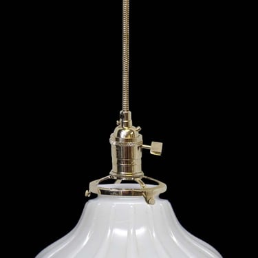 Custom Antique 7 in. White Milk Glass Kitchen Pendant Light