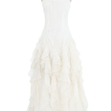 Arnold Scaasi Dotted Tulle Ruffle Gown