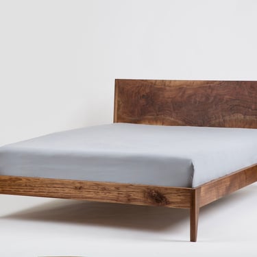 Mid Century Modern Platform Bed Walnut || Platform Storage Bed Frame King || Queen Solid Wood Platform Bed || Storage Optional || Bed No. 2 