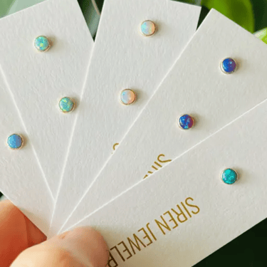 Small opal studs, blue