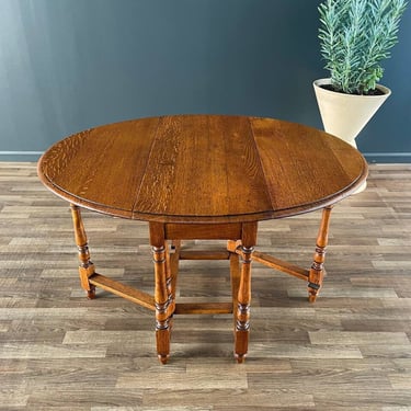 Antique Oak Drop-Leaf Table Coast Modern Farmhouse, c.1940’s 