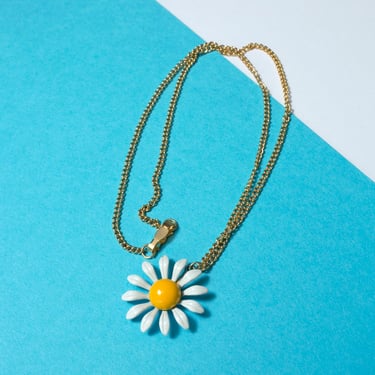 Delicate & Lovely Vintage 60s 70s Metal Daisy on Chain Necklace 